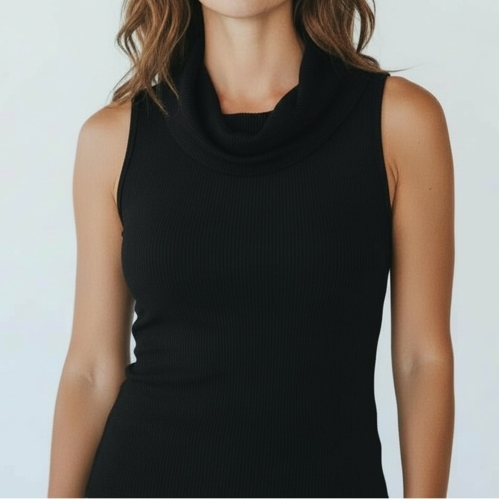 Talbots Black Sleeveless Cowl Neckline Top